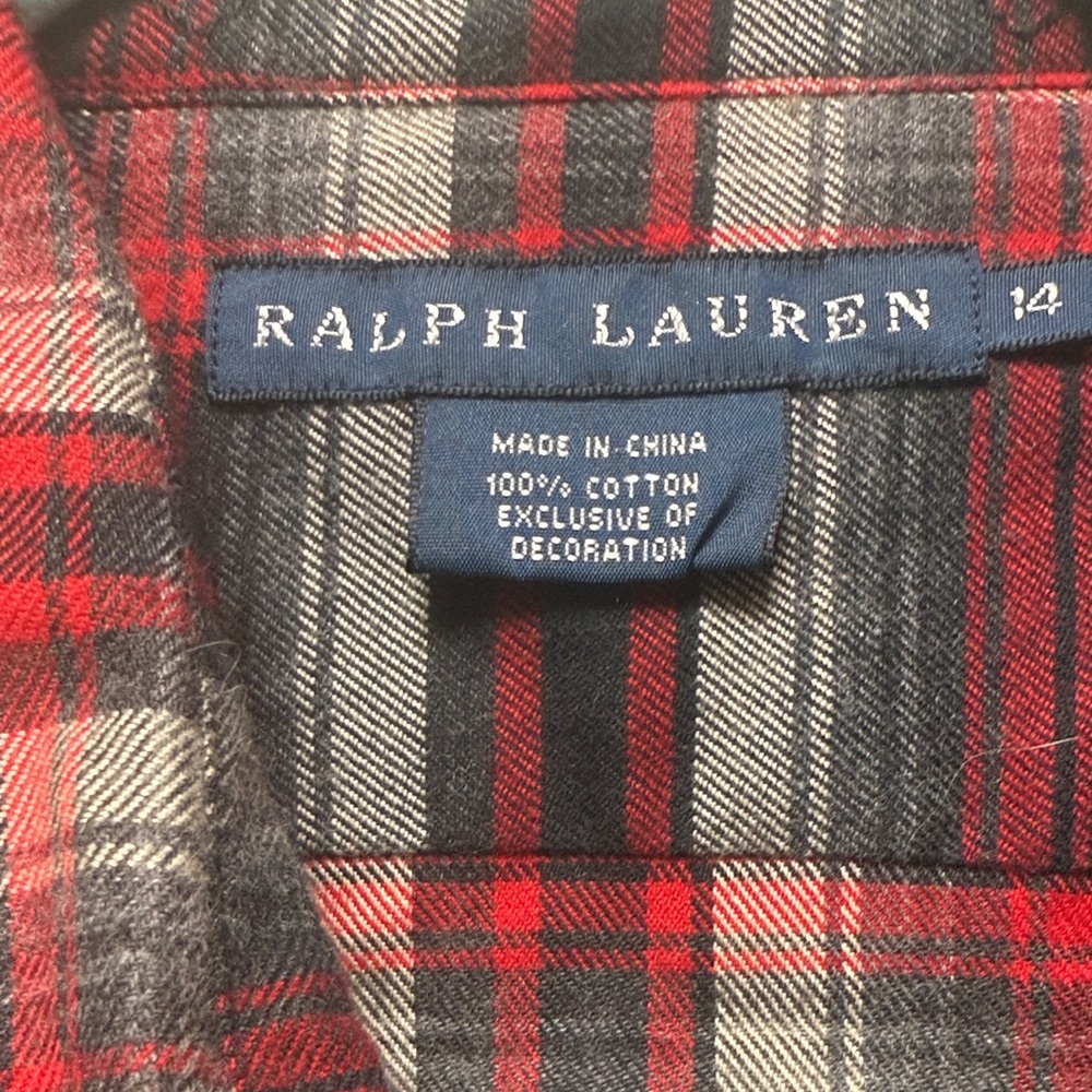Ralph Lauren Red and Black Plaid Shirt with Embroidered Crest